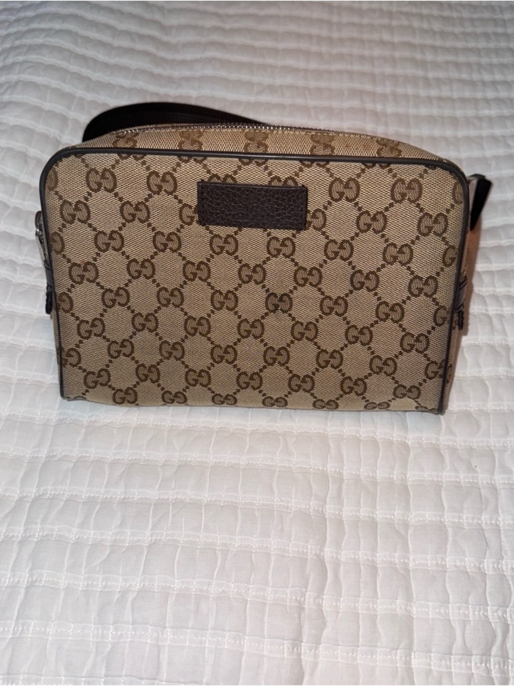 Gucci Beige Brown GG Monogram Crossbody Bag